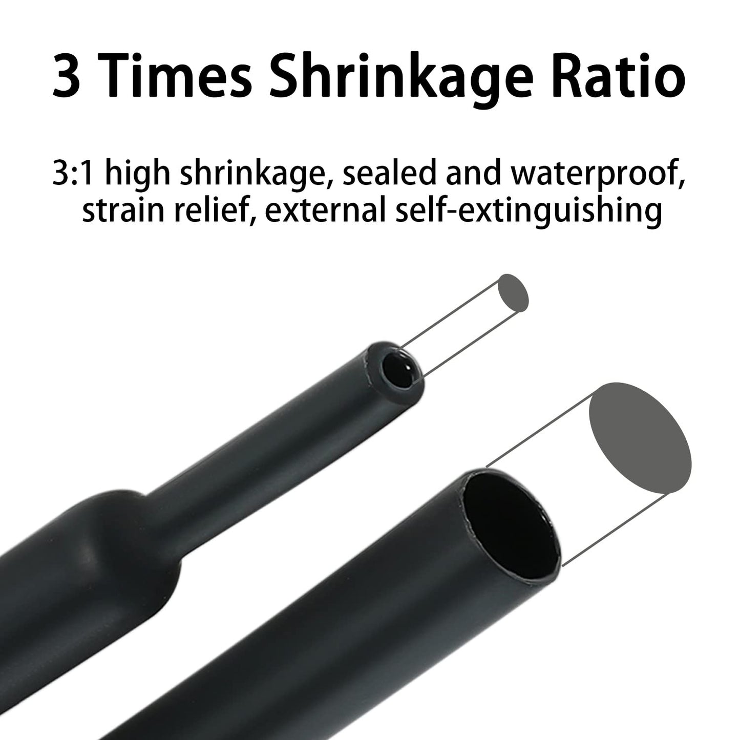 3:1 Ratio Heat Shrink Tubing Roll Adhesive Lined Industrial Marine Grade Dual Wall Heat Shrink Tube Waterproof and Sealed Black (1-1/4 inches(30 mm), 10 Feet)