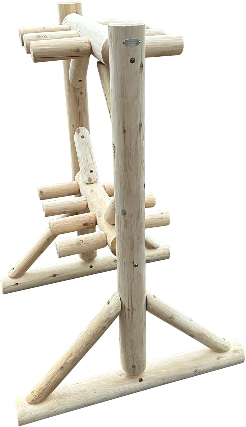 8-Place Freestanding Log Ski Rack Holder, Indoor & Outdoor Snowboard Racks, Standing Storage, Garage Racks for Snow Skis, Durable Snowboard Rack Garage Storage Organizer - Natural