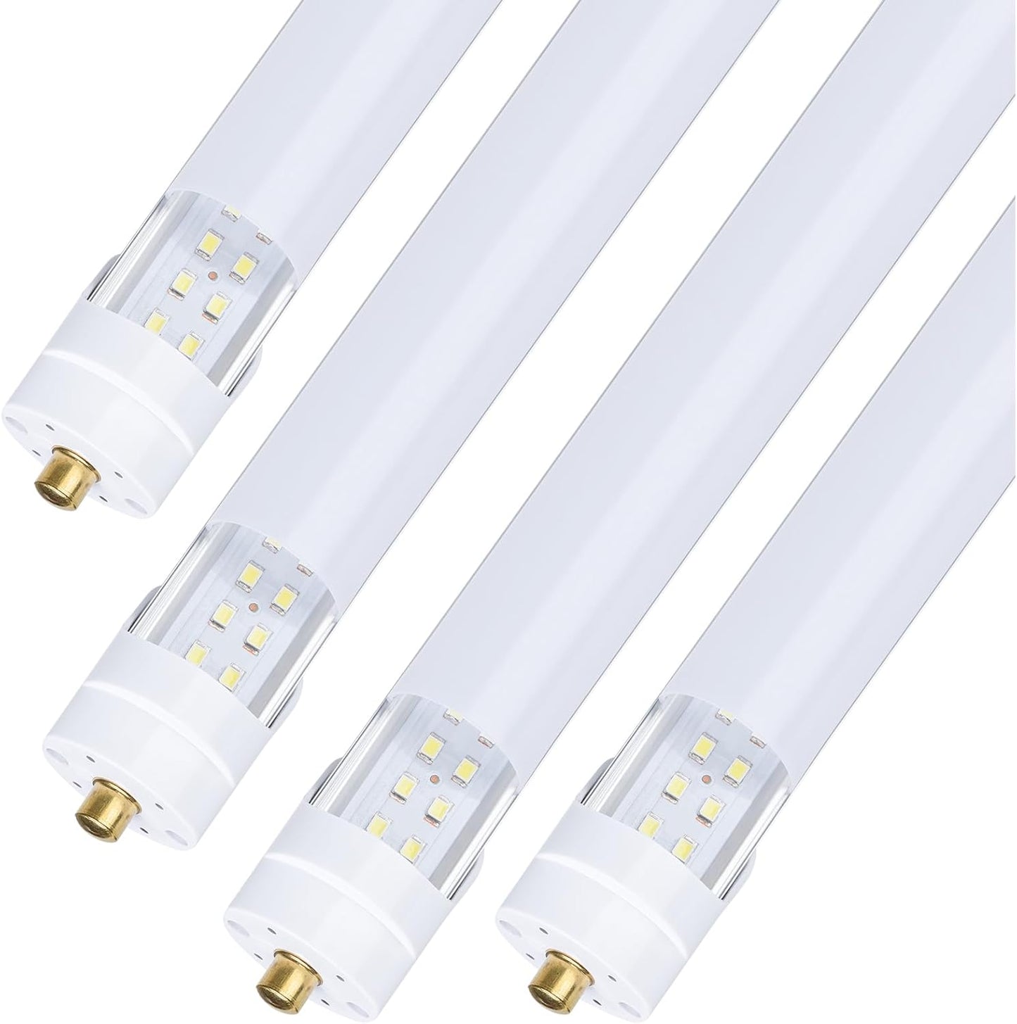 4-Pack, 8 Foot LED Bulbs, 100W 15000lm 6000K Cold White, Super Bright, T8 T10 T12 LED Tube Lights, FA8 Single Pin LED Lights, Frosted Cover, 8 Foot LED Bulbs to Replace Fluorescent Light Bulbs