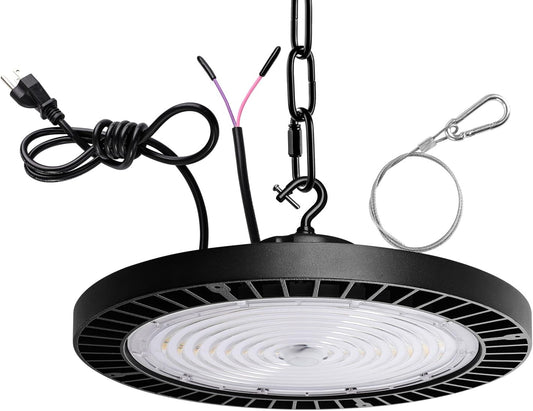 0-10V Dimmable UFO LED High Bay Light,3 CCT Selectable LED Shop Lights with US Plug,240W Power Tunable Garage Light,Waterproof Commercial Bay Lighting for Warehouse Workshop Barn,Pack of 1