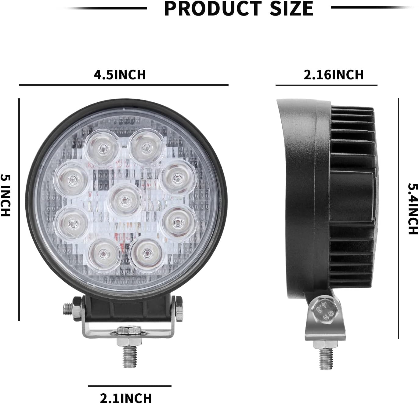27W Spot Green Round Work LED Light Fog Offroad Off Road Lights Driving Lamp Waterproof for Hunting Pickup UTV Truck Car Boat SUV Boat 4WD ATV 12V 24V 4x4 Tractor Motorcycle（2pcs）