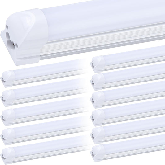 12 Pack,Led Shop Lights, 8FT Led Shop Light,100W 6000K 15000LM Clear White Frosted Cover,Led Shop Light 8FT 110V Linkable Integrated Flat-Shape for Shop Garage,Warehouse,