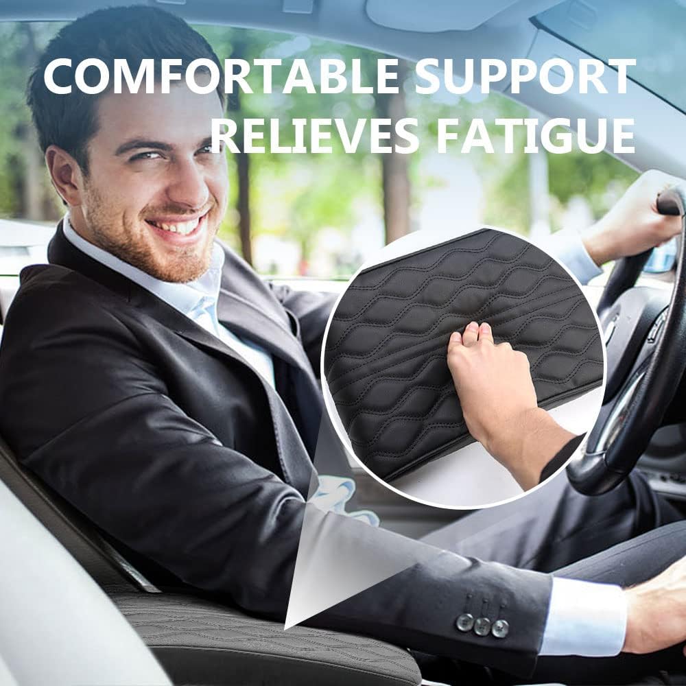 2025 Upgrade Universal Style Memory Cotton Car Armrest Box Pad,New Leather Car Armrest Box Pad Car Center Console Cover Pad,Vehicle Seat Box Cushion Protector for SUV Truck (Beige, Angle Pattern)