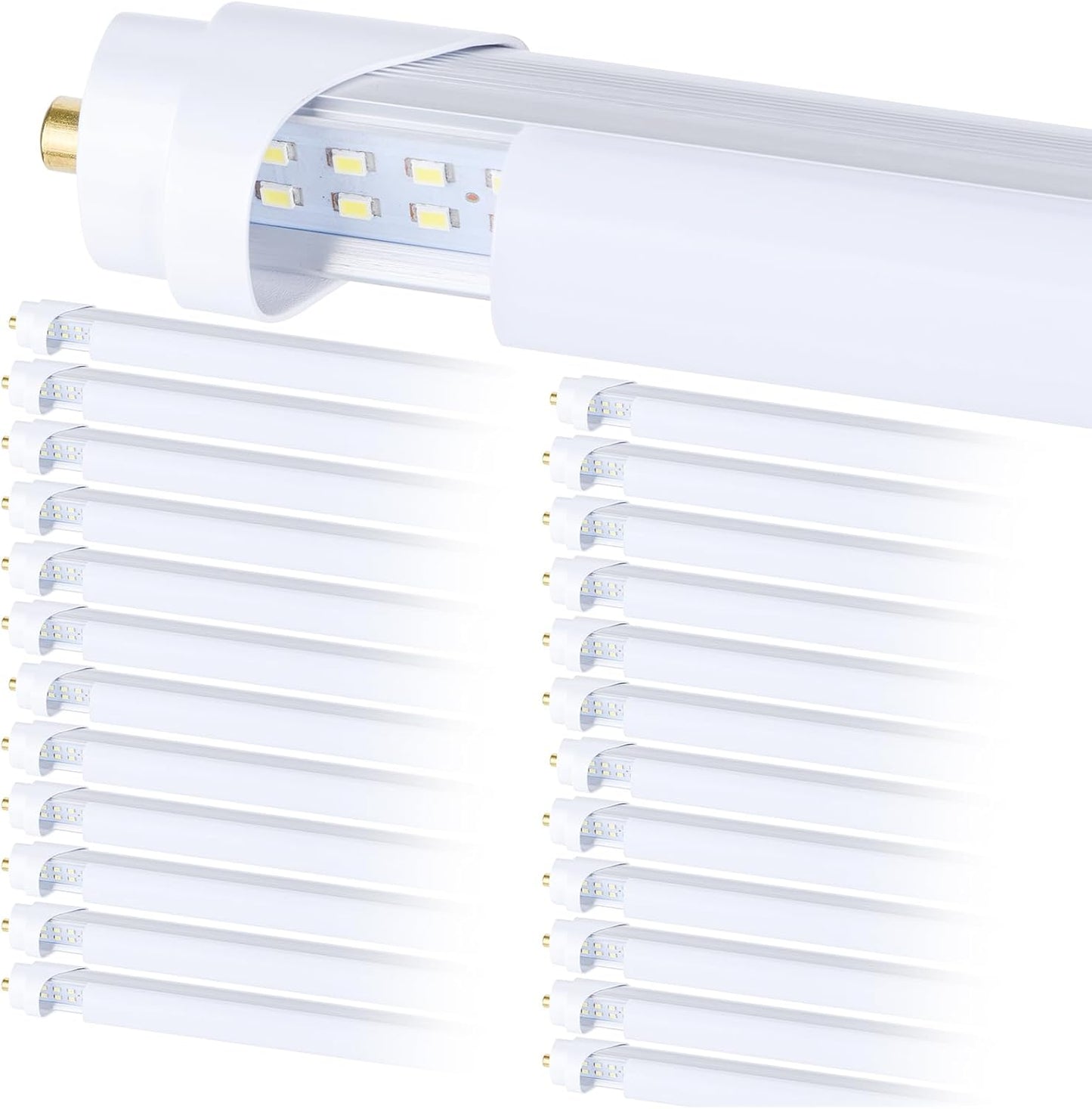 25-Pack, 8 Foot LED Bulbs, 100W 15000lm 6000K Cold White, Super Bright, T8 T10 T12 LED Tube Lights, FA8 Single Pin LED Lights, Frosted Cover, 8 Foot LED Bulbs to Replace Fluorescent Light Bulbs