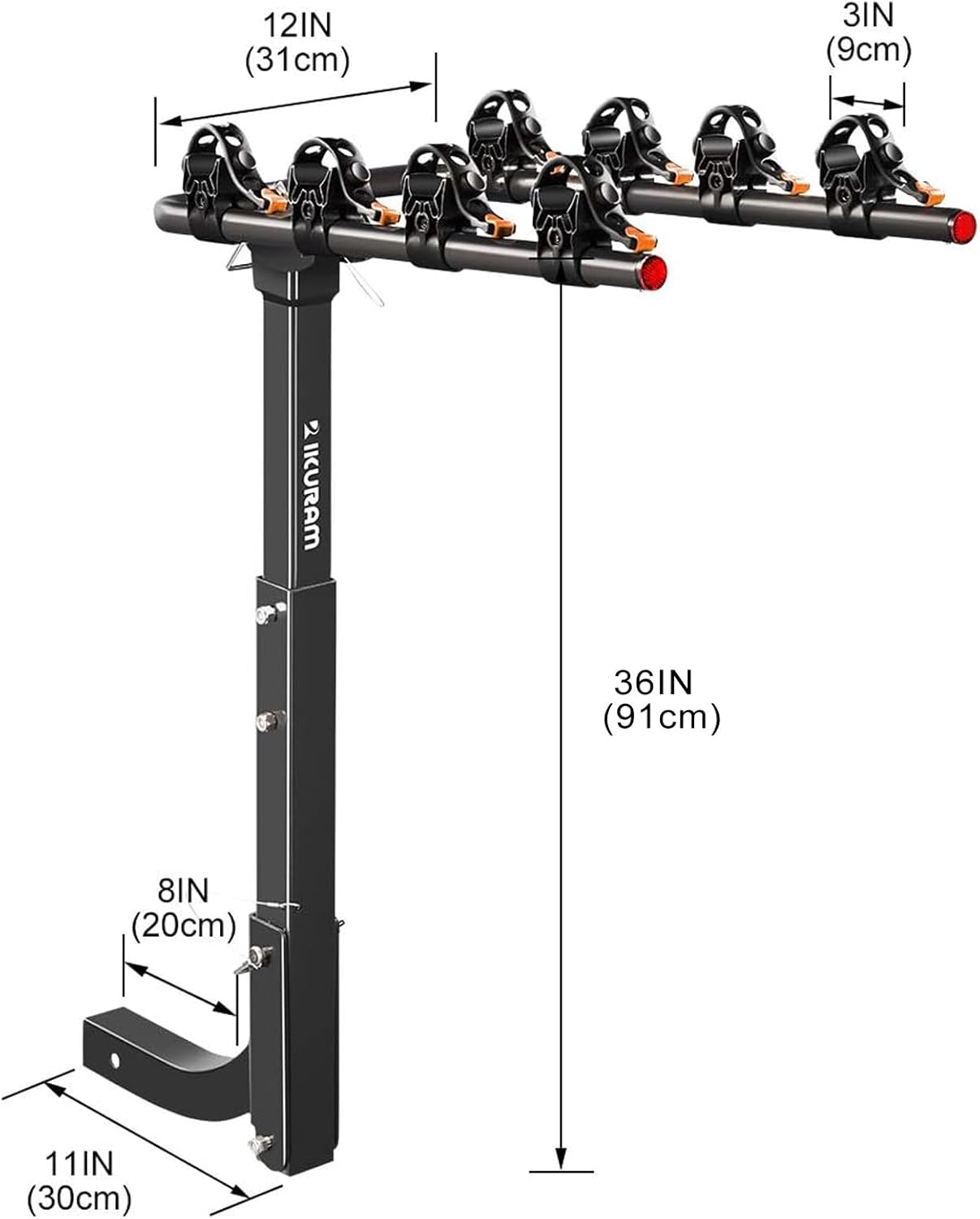 4 Bike Rack Bicycle Carrier Racks Hitch Mount Double Foldable Rack for Cars Truck SUV Fits 2" Receiver, Tie Down Strap, Anti-Rattle Hitch Tightener & Bicycle Cross-bar Adapter for Kid’s Bike