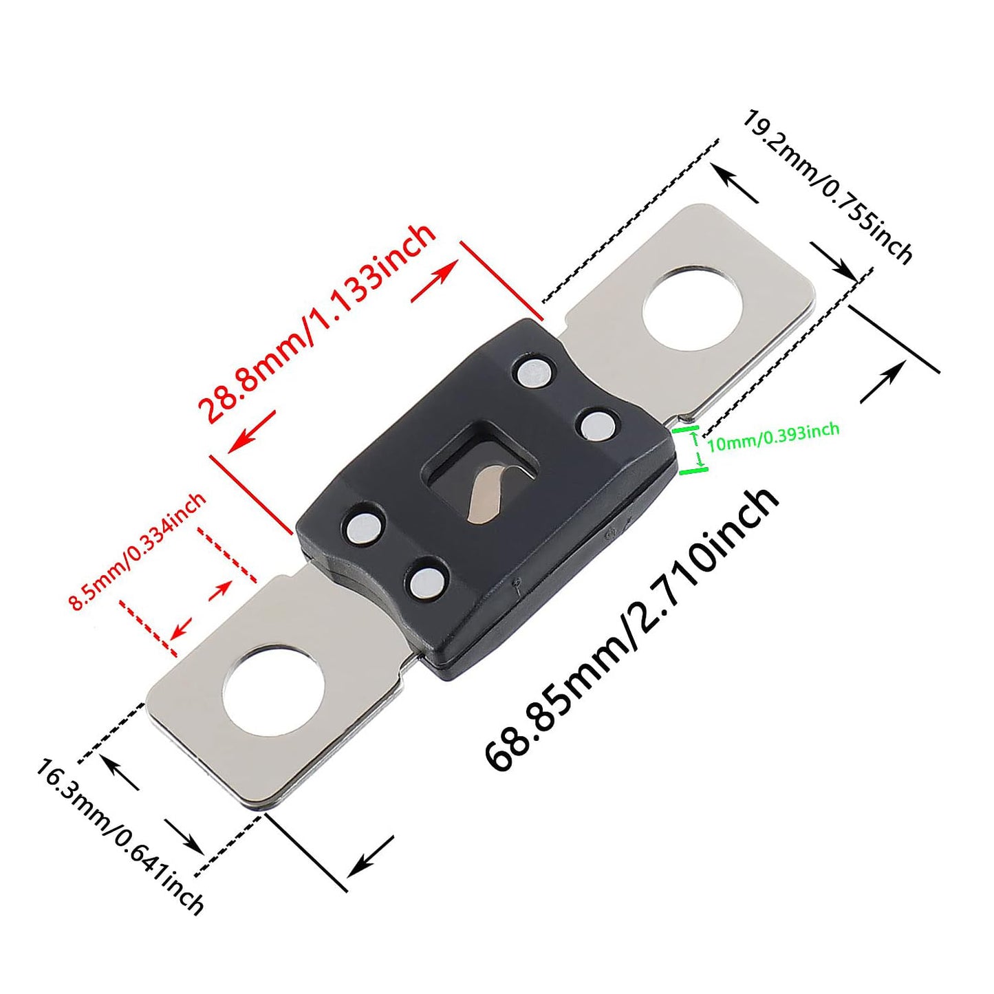 50A MEGA High Current Fuse - 50 Amp Bolt-on Fuse for Cars, Trucks, Construction Vehicles, Buses, Caravans (2 Pcs)