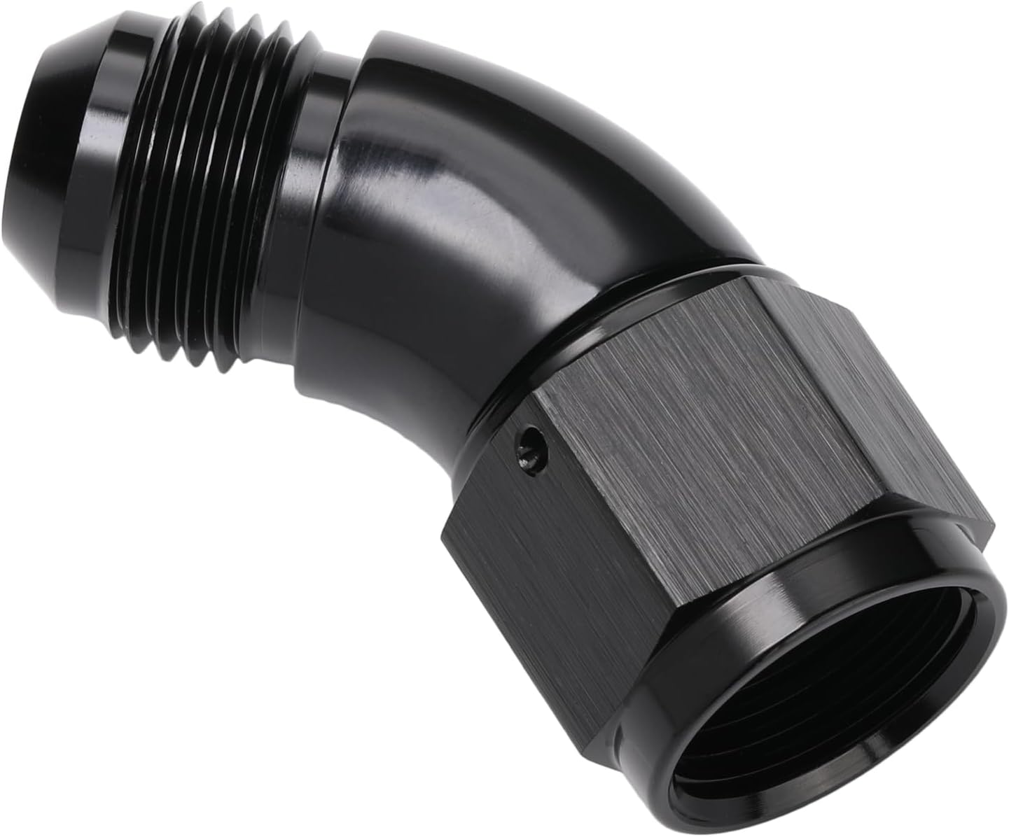 45 Degree 8AN Male to 8AN Female Swivel Full Flow Fitting Adapter Coupler Aluminum Black