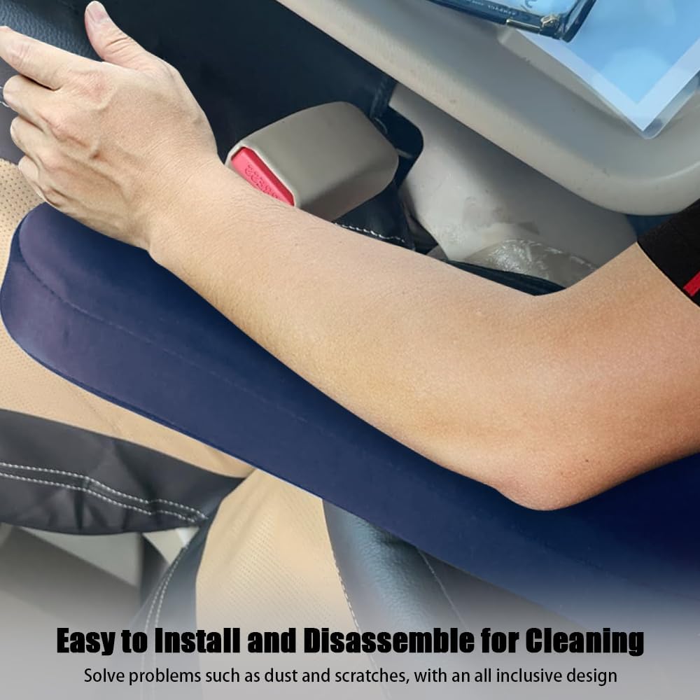 2PC Car Front Seat Armrest Covers,Universal Size Seat Arm Rest Cover,Flat Cloth Fabric Armrest Cover,Car Interior Accessories(Navy Blue,1Pair)