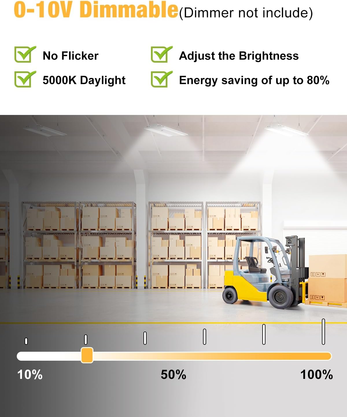 300W LED Linear High Bay Light, 45000LM Linear High Bay Shop Light Commercial 120-277V, 5000K High Bay Lights for Warehouse, Garage Factory, UL Listed, 5 Years Warranty, 4 Pack