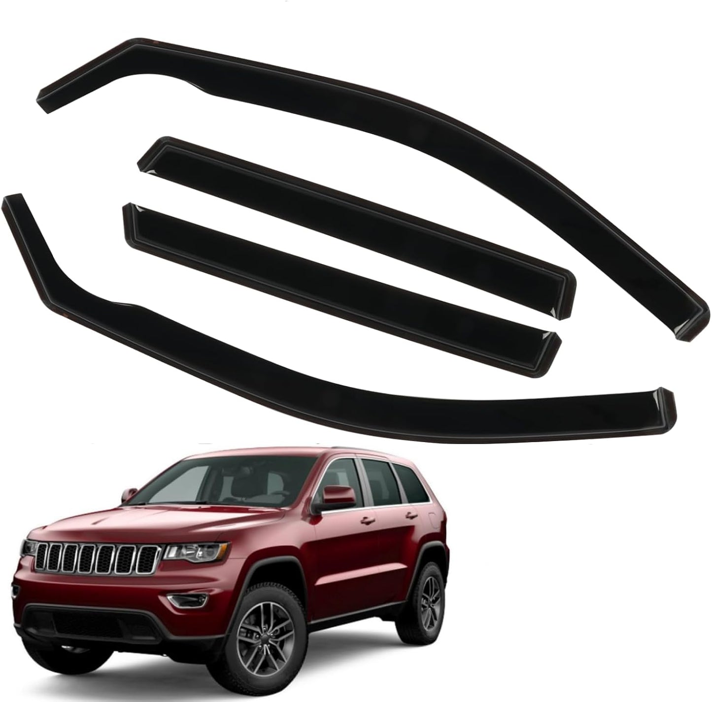 4PCS in-Channel Rain Guards for 2011-2020 Jeep Grand Cherokee, Durable Window Visors Side Wind Deflectors, Vent Shade Shield, 2011 2012 2013 2014 2015 2016 2017 2018 2019 2020