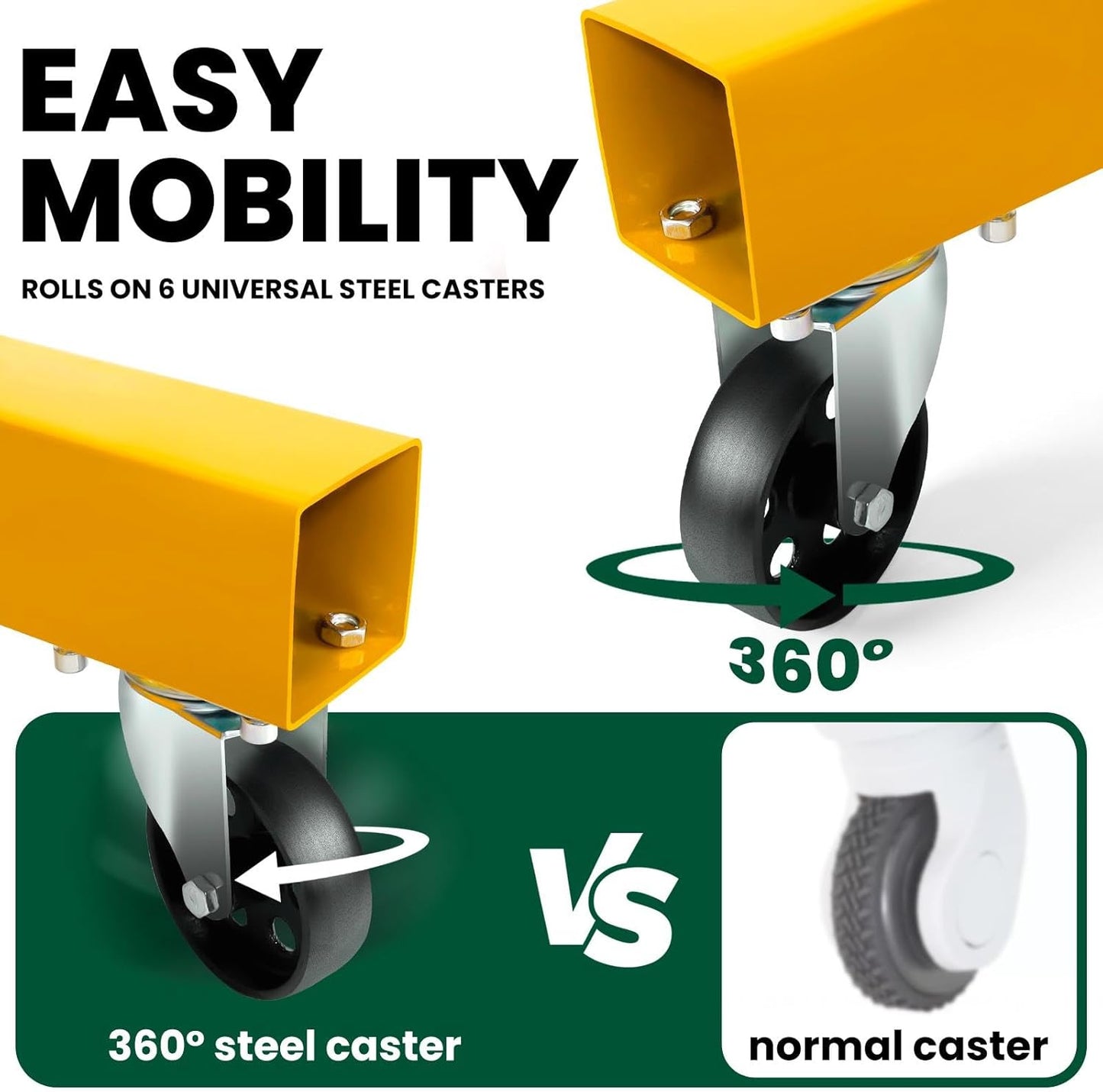 2 Ton Folding Engine Hoist, 4400lbs Hydraulic Cherry Picker Engine Hoist with 6 Casters, Heavy Duty Engine Lift for Garage, Workshop, Automotive Repair (Yellow)