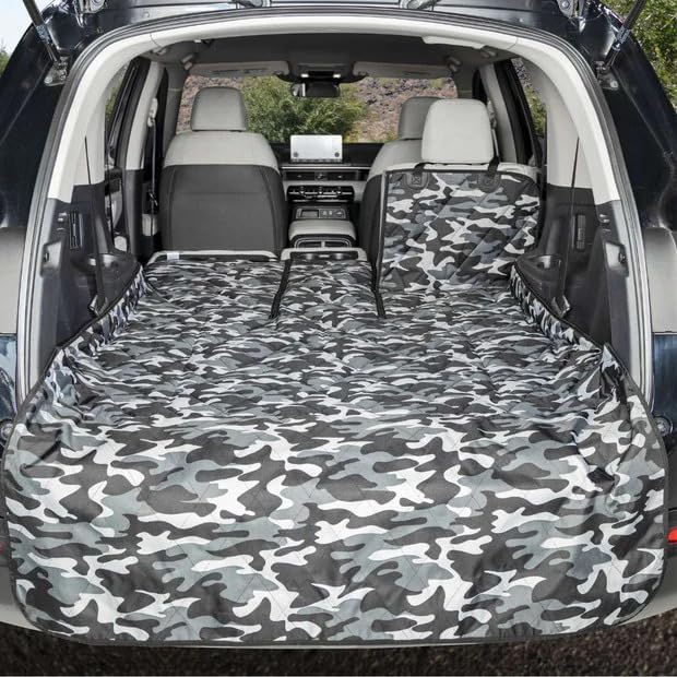 4Knines SUV Cargo Liner for Dogs, Trunk Mat for SUV, Durable Cargo Cover, Protector – Compatible with 60/40 Split Bench & Armrest Pass-Through, Waterproof, Machine Washable, Non-Slip (X Large, Camo)