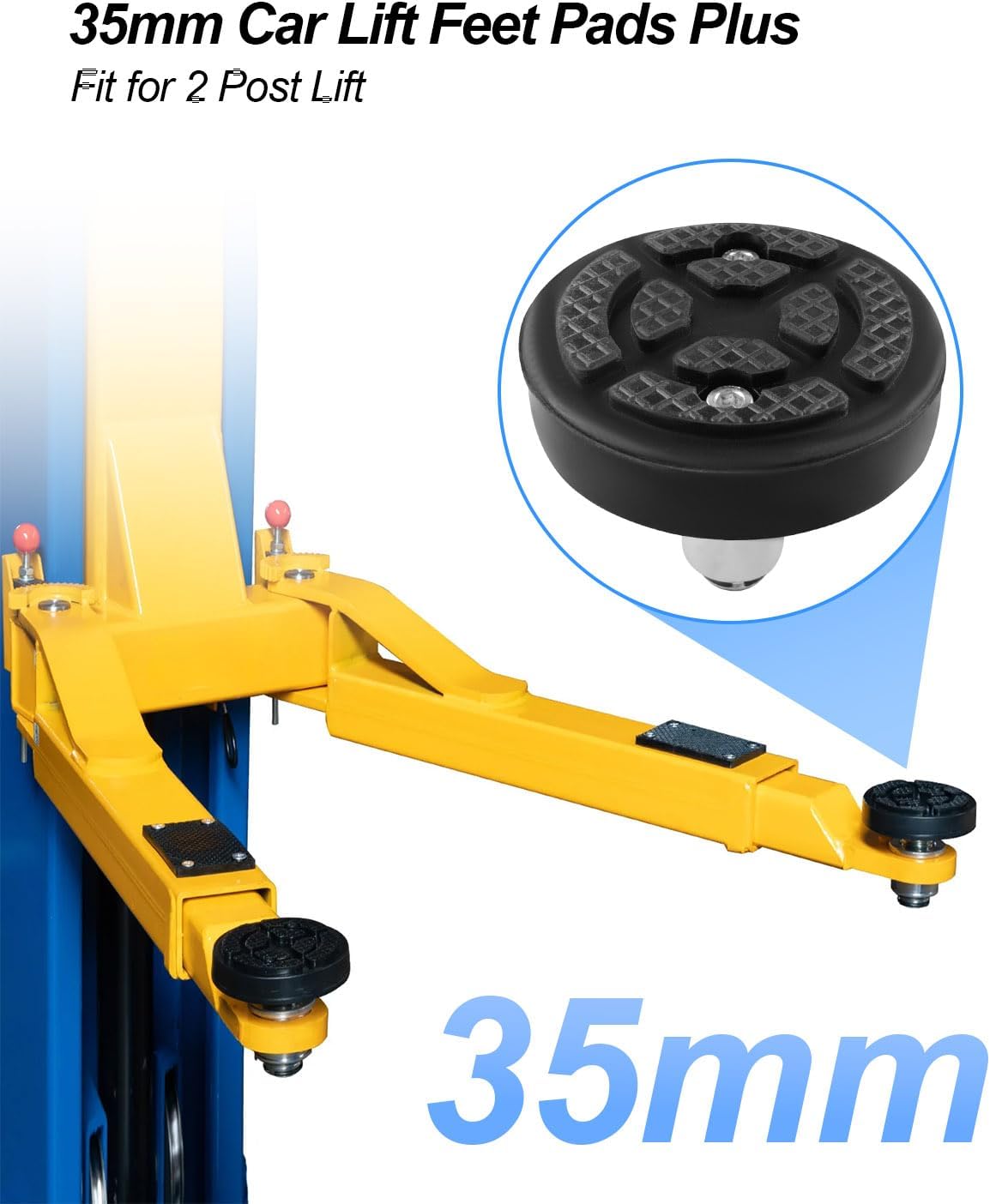 2 Pcs 35mm Car Lift Feet Pads Plus-High Heightening Rubber Feet Tray Fit for 2 Post Lift
