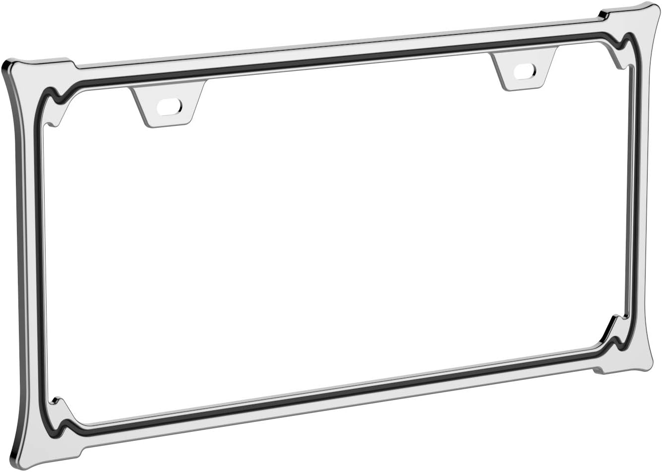 3D Chrome License Plate Frames, Pure Zinc Alloy Metal (3D Horn Pattern)