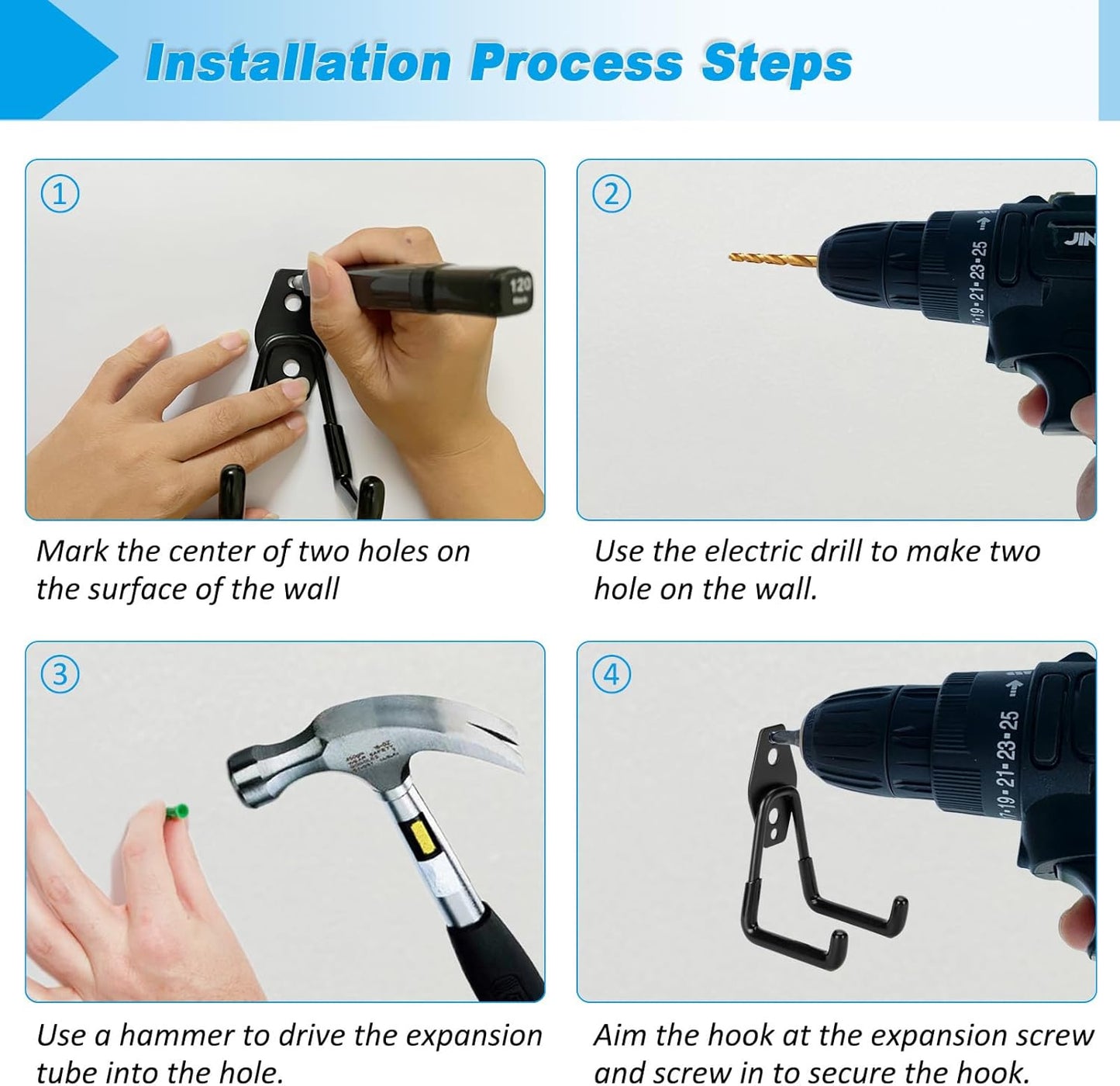 18 Pack Garage Hooks Heavy Duty - Supports 100 lbs, Utility Steel Garage Hanger & Organizer for Organizing Garden Lawn Tools, Ladders, Garden Hose, Digging Shovel, Bikes, Ropes