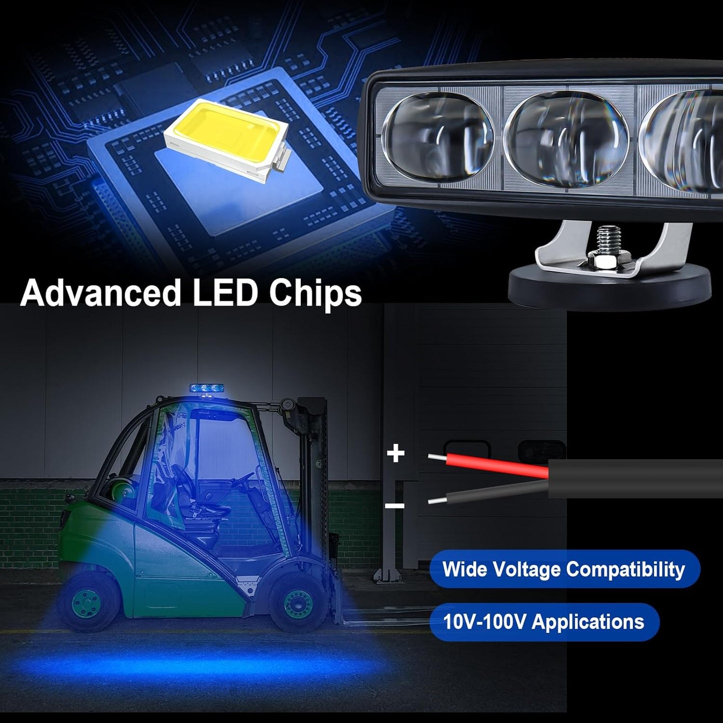 2Pcs Forklift Safety Light Blue, 30W Straight Line Forklift and AGV Safety Indicator Warehouse Hazardous Area Warning Light for Warehouse and Industrial Use (DC 10-100V)