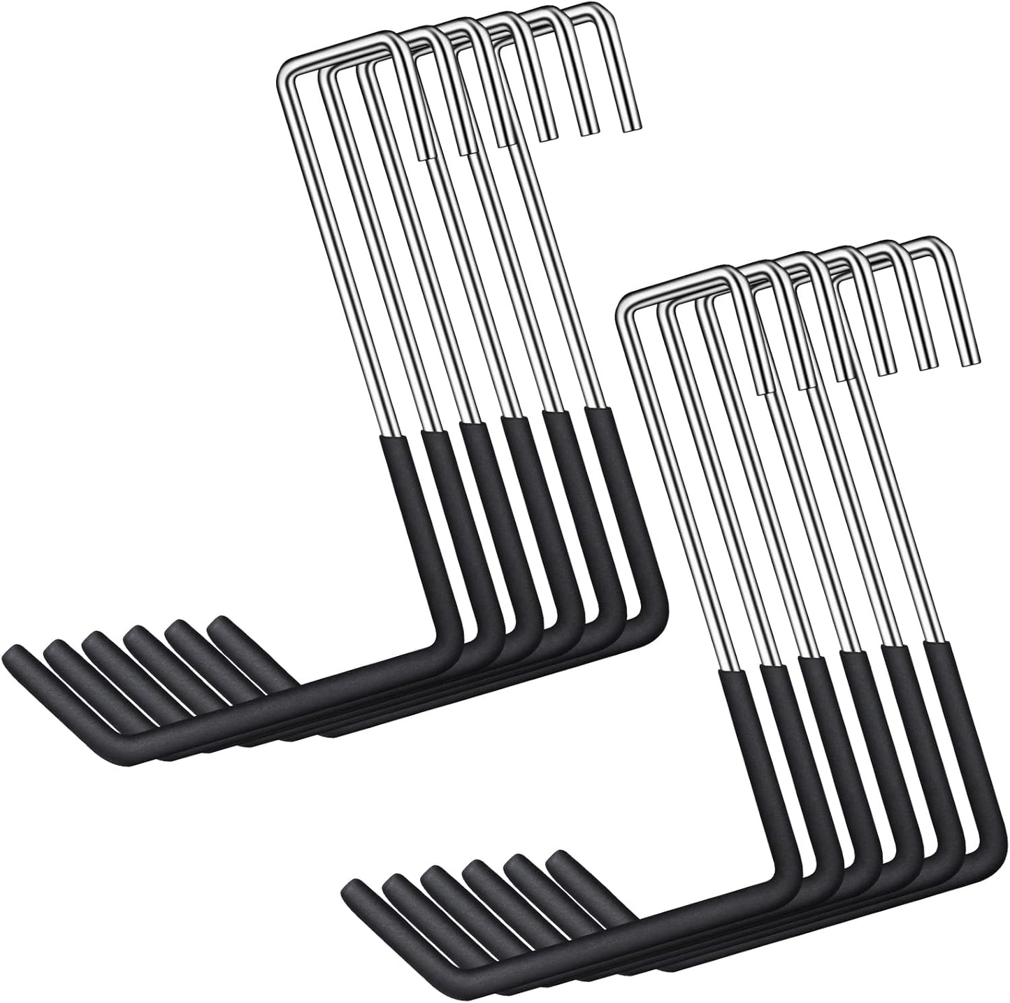 12 Pack Heavy Duty Rafter Hooks for Hanging Vinyl Coated Large S Hooks for Hanging Ladder Bike Hangers Garage Storage Organizer Black