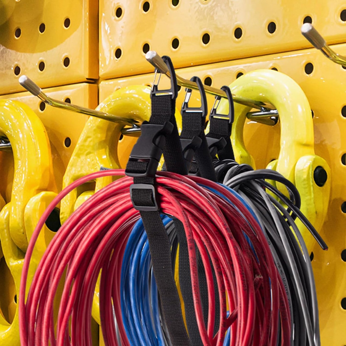 18 Pack 17 Inch Adjustable Extension Cord Holder Organizer with Triangle Clips Heavy Duty Storage Straps Extension Cord Hanger for Men Workshop and Garage Organization and Storage (Black)