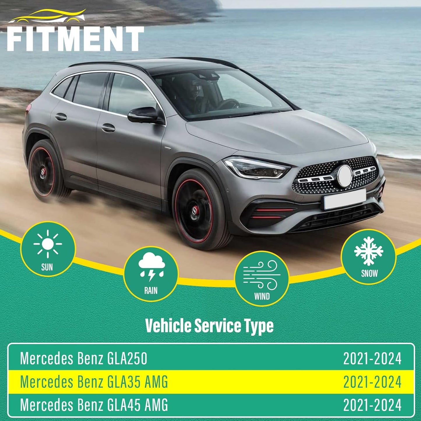 26" 19" 11" Windshield Wiper Blades Replacement for Mercedes-Benz GLA250 GLA35 GLA45 AMG 2021 2022 2023 2024 GLA 250 35 45 AMG Premium All Weather Front Rear Wipers Set - OEM Quality (Pack of 3)