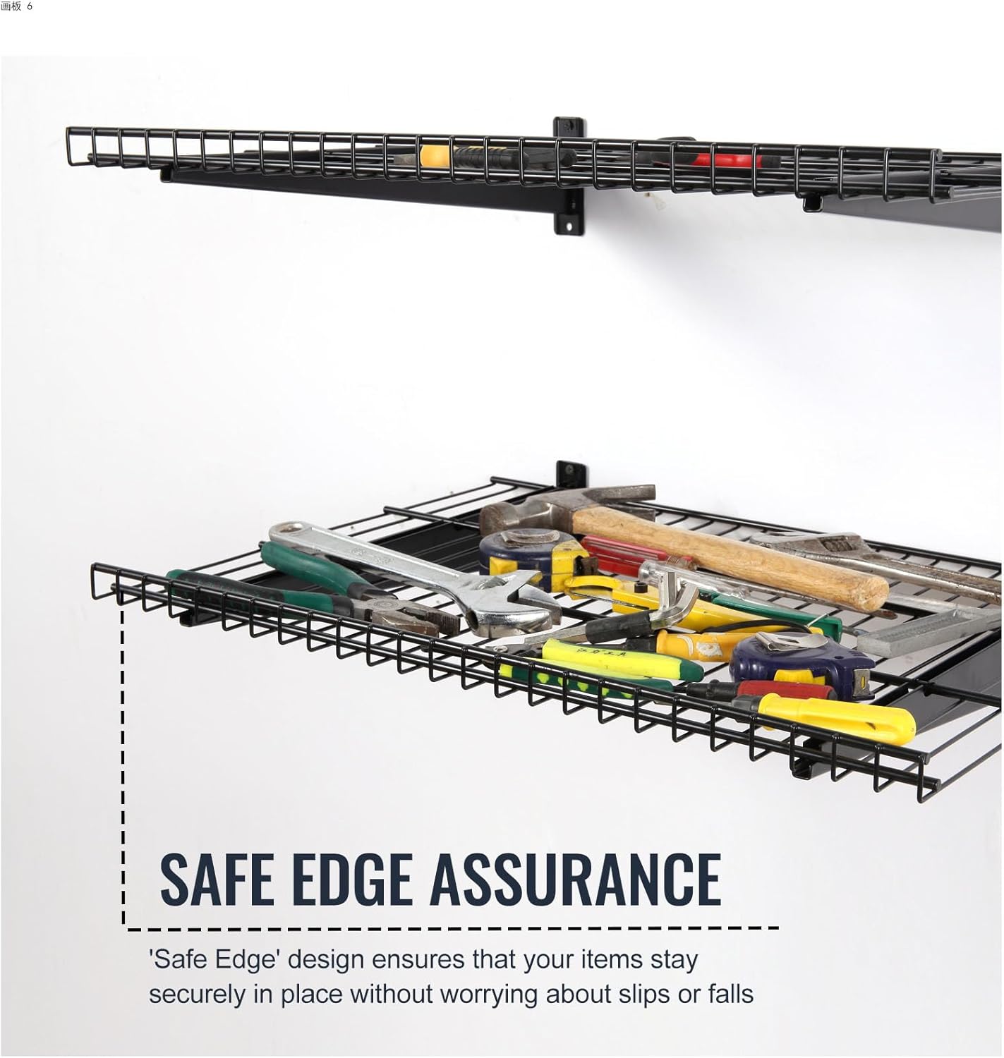 2 Pack Garage Wall Mounted Shelf, 21.7" x 11.4" Heavy Duty Wall Storage Shelves for Garage, Workshop, Laundry Room and Kitchen, Max Load 50 lbs (Black,2 Pack)