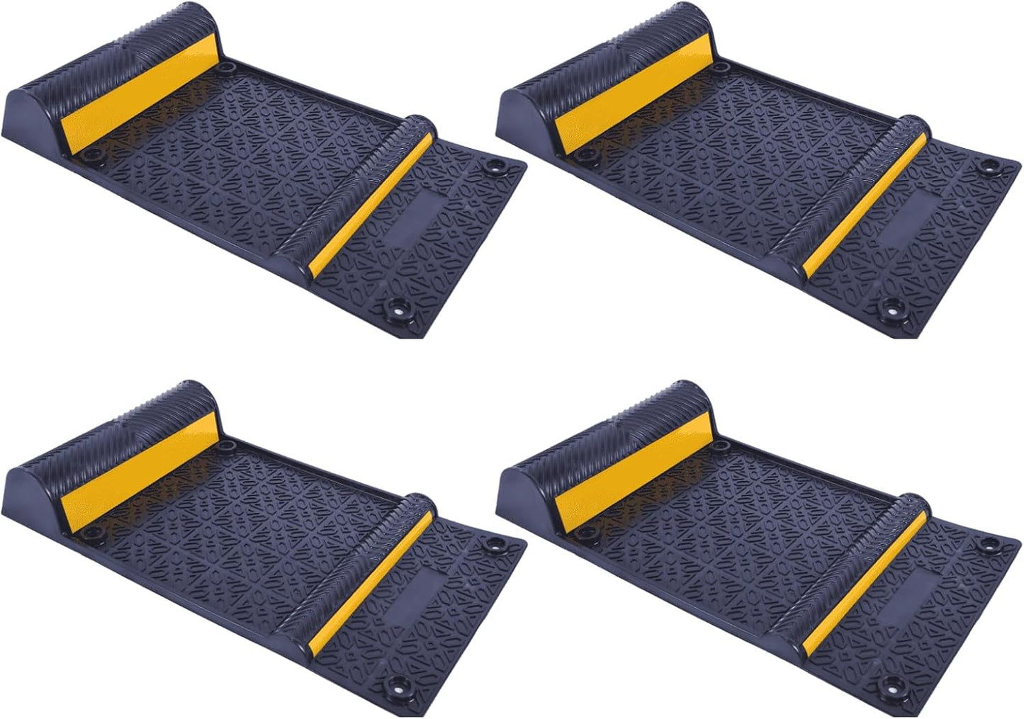 8 Pack Rubber Parking Guide Mat, 22" x 11.5" Heavy-Duty Wheel Stoppers with Reflective Stripes, Anti-Skid Garage Parking Mats, Self-Adhesive Vehicle Stoppers for Cars, Trucks, SUVs