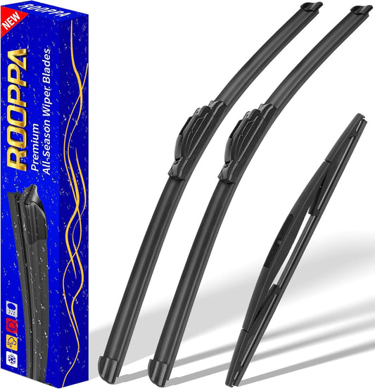 3 wipers Replacement for 2003-2009 Honda Element/2009-2014 Nissan Cube, Windshield Wiper Blades Original Equipment Replacement - 20"/20"/12" (Set of 3) U/J HOOK