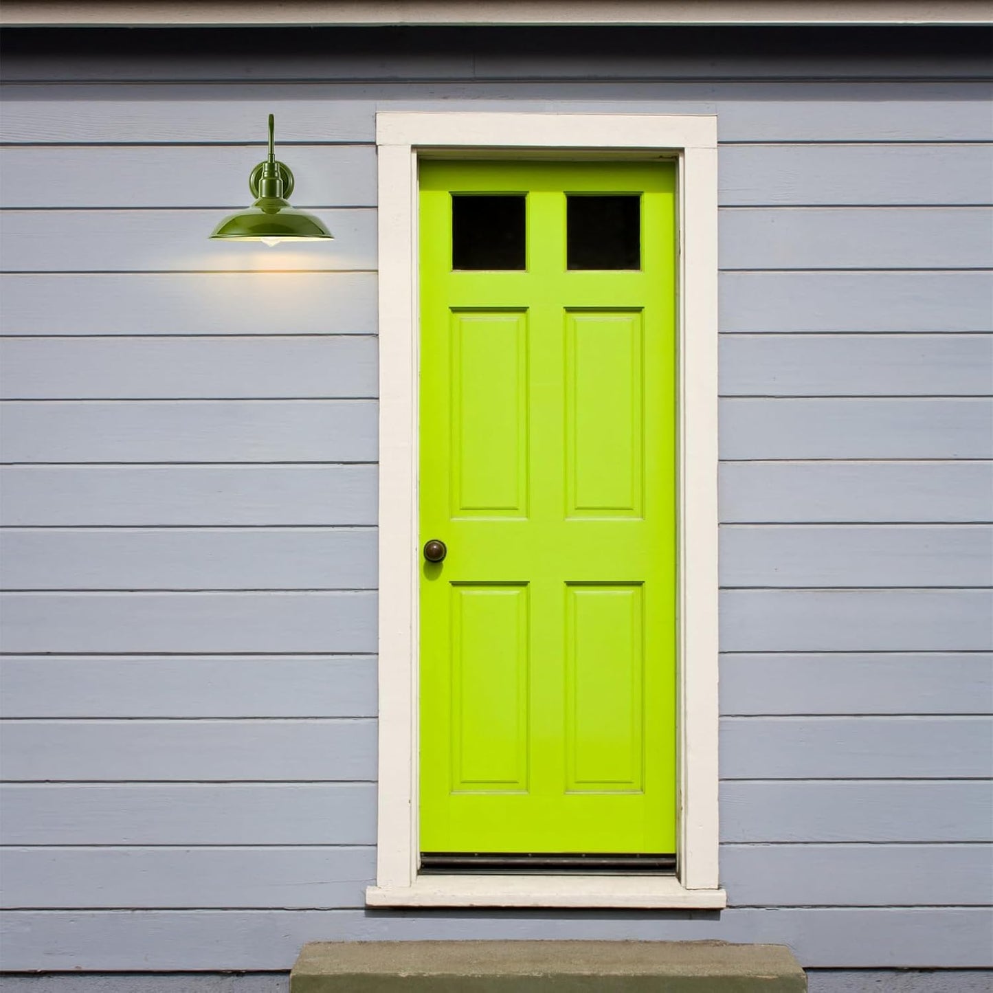 14in Outdoor Gooseneck Lights for Farmhouse, Barn Style Goose Neck Wall Light Fxiture with Wall Mount, Olive Green Exterior Porch Sconce for Patio, Garage, House