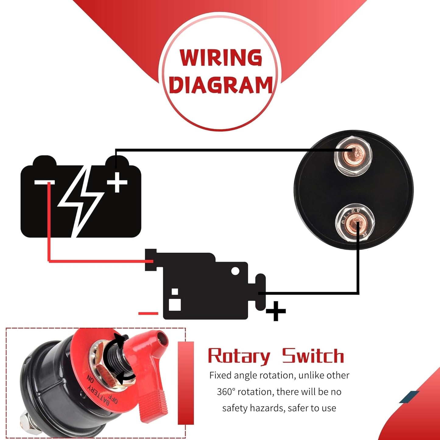 12V Battery Disconnect Switch with Panel, High Current Battery Cut Off Switch, Heavy Duty Kill Switch for Cars, Trucks, Boats, RVs, Forklifts and Heavy Equipment