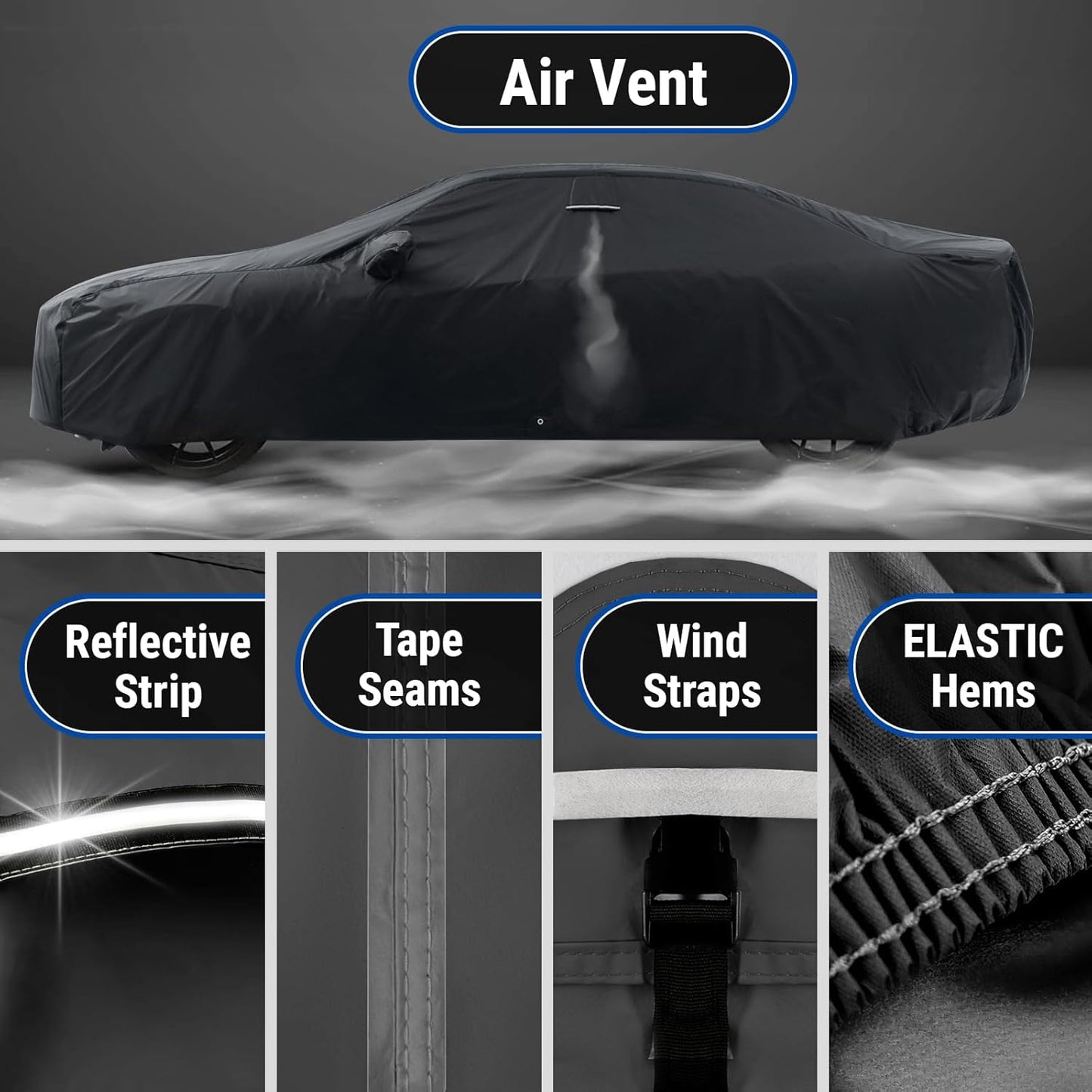 iCarCover Custom Car Cover for Pontiac Grand Prix (1988-2008) Waterproof All-Weather Rain Snow UV Sun Protector Full Exterior Indoor Outdoor Car Cover (Stripe - Black/Red)