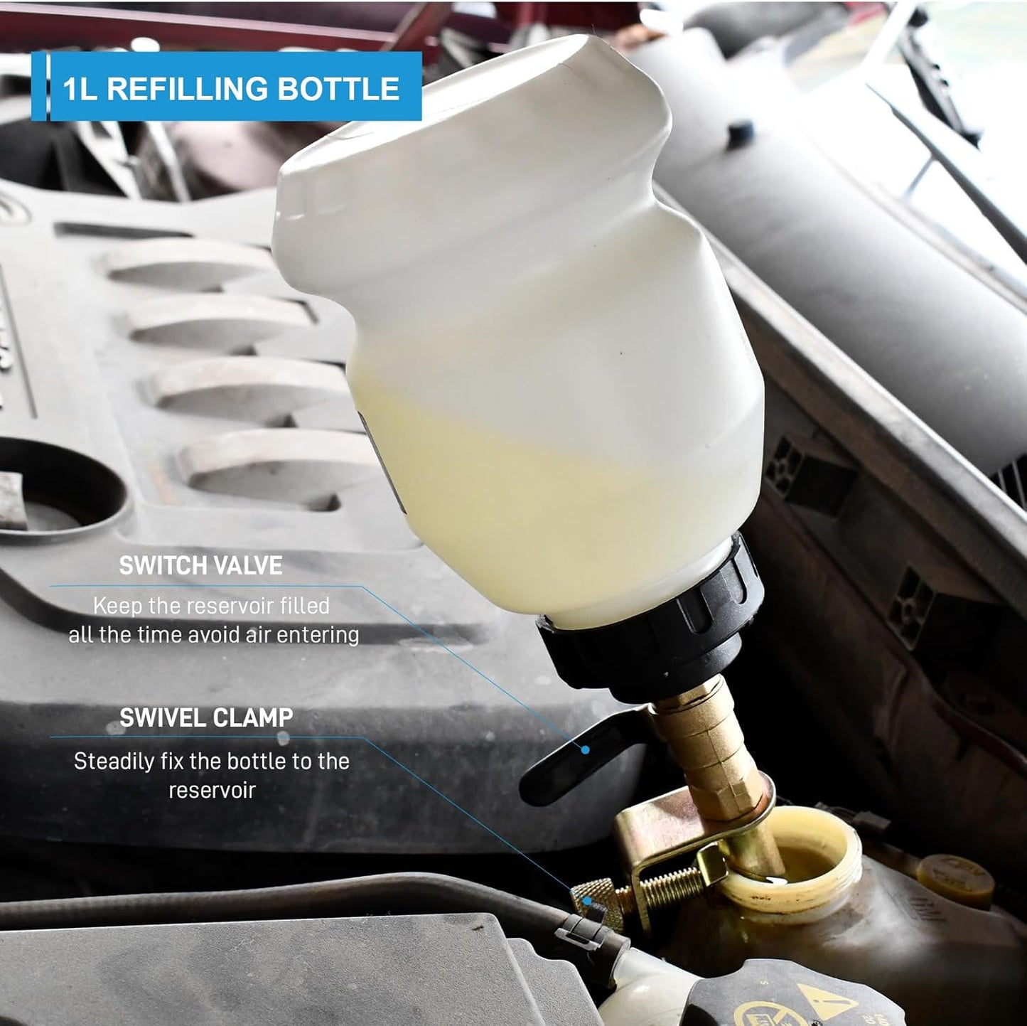 4L Vacuum Brake Bleeder Kit, One Person Pneumatic Brake Bleeding Fluid Extractor and 1L Refilling Bottle for Auto Car Truck