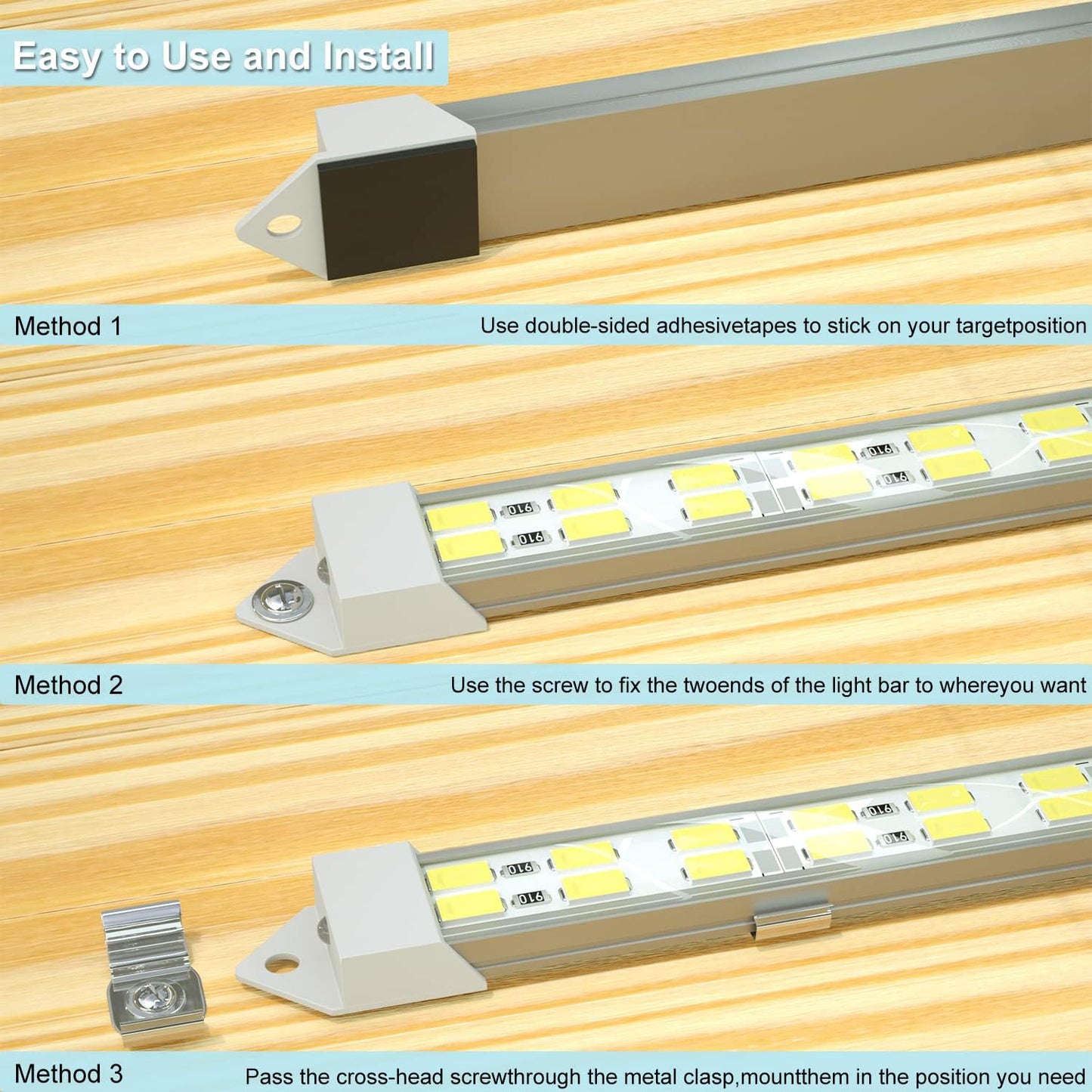 12V LED Light Bar Waterproof, 12V LED Light Strip 54 LEDs 7000K White Color Enclosed Trailer Interior DIY Cabinet LED Light Strip for Car,Trailer,Motorhome,Van,RV,Truck Bed Lights(4 Pack)