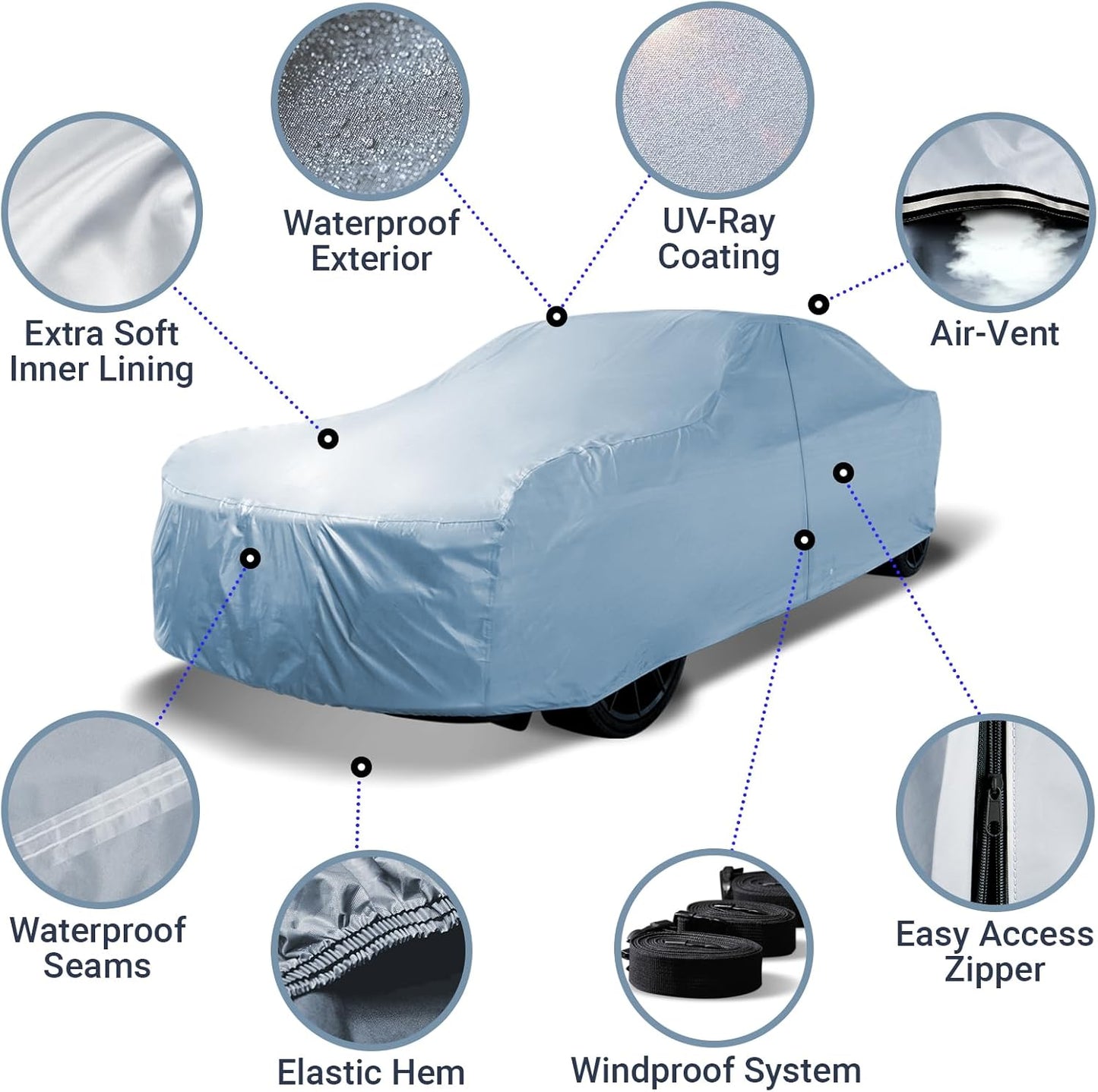 iCarCover Custom Car Cover for Volkswagen Karmann GHIA, Waterproof All Weather Rain Snow UV Sun Hail Protector for Automobiles, Automotive Full Exterior Indoor Outdoor Car Cover (Year Fits 1955-1974)