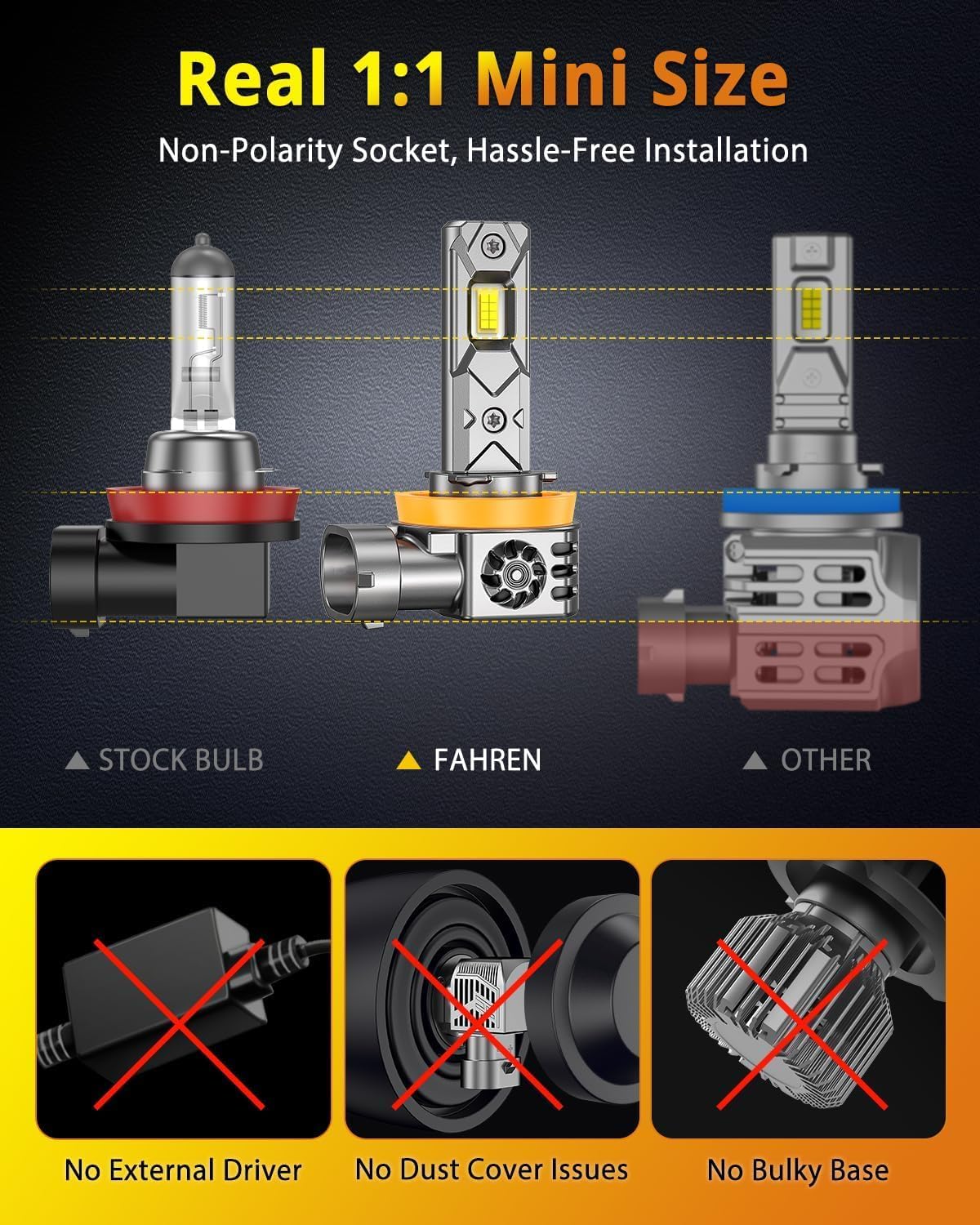 2025 Upgraded H11/H9/H8 9005/HB3 𝐋𝐄𝐃 Bulbs Combo, 𝟗𝟎𝟎% 𝟔𝟎𝟎𝟎𝟎𝐋𝐌 Ultra Brighter H11 9005 Fog Lights or Off-Road Use, 1:1 Size 6500K White Plug N Play, Pack of 4