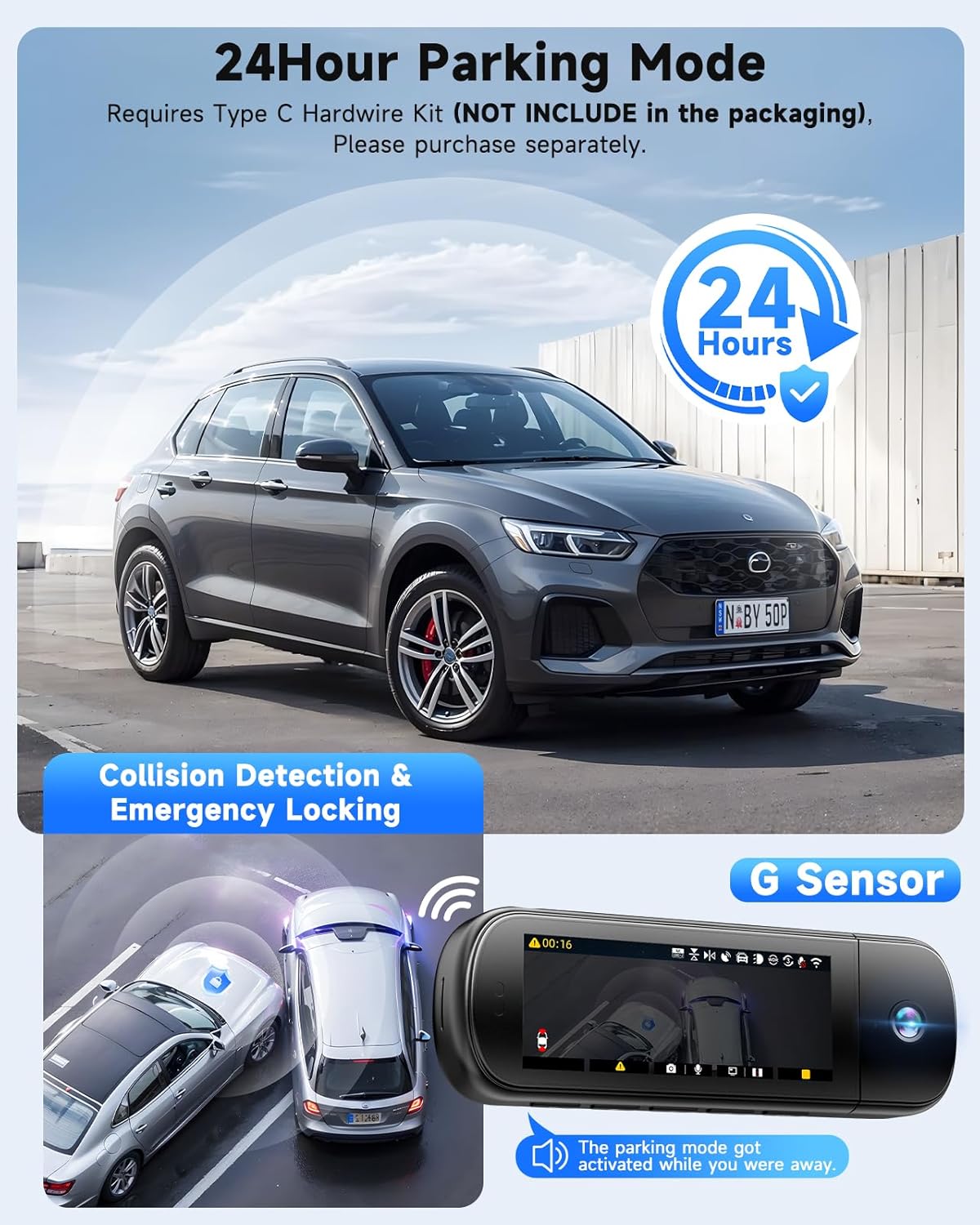 3 Channel Dash Cam, SARMERT 4K Dash Cam Front Inside and Rear with Free 64GB Card, 4K+1080P+1080P Car Camera, G-Sensor, WDR, APP, 5G WiFi, Night Vision, 24H Parking Monitor