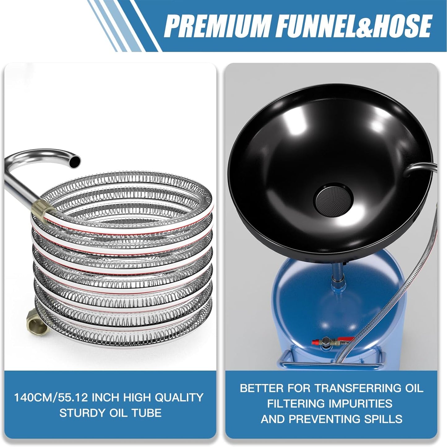 20-Gallon Waste Oil Drain Tank, Portable Air Operated Oil Drains with 360 ° Wheels,Oil Drain Container with Adjustable Funnel Height, Oil Change Container Suitable for Car Repair Shops and Garages