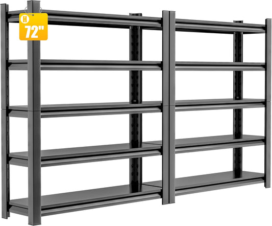 2 Set Garage Shelving Unit 72"H3000bls Heavy Duty Storage Shelves Easy Assembly 5 Tier Adjustable Metal Steel Utility Shelf Rack Storage Organize for Tools Garage,Basement,Warehouse 16"*36"*72"