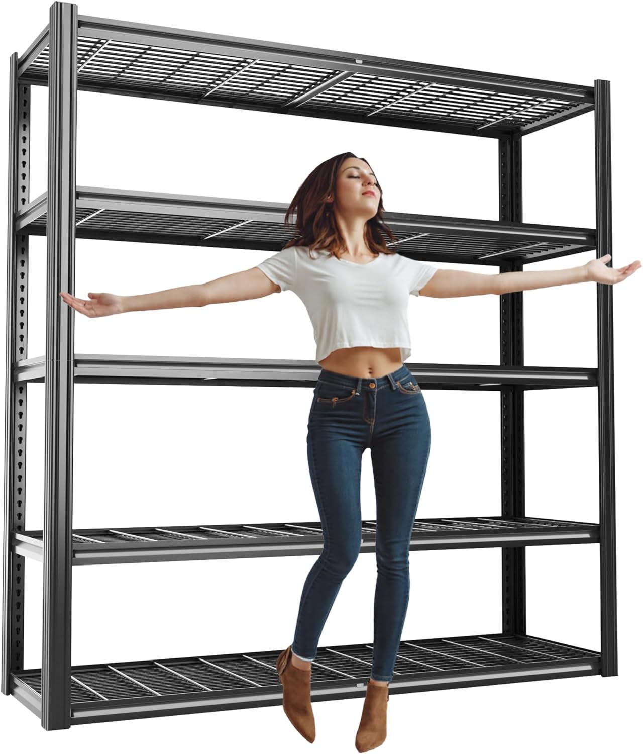 48" W Metal Garage Shelving 5 Tier Storage Shelves Heavy Duty 3030LBS Adjustable Shelf Unit Garage Shelving for Warehouse, Industrial, Basement, 72" H x 48" W x 24" D
