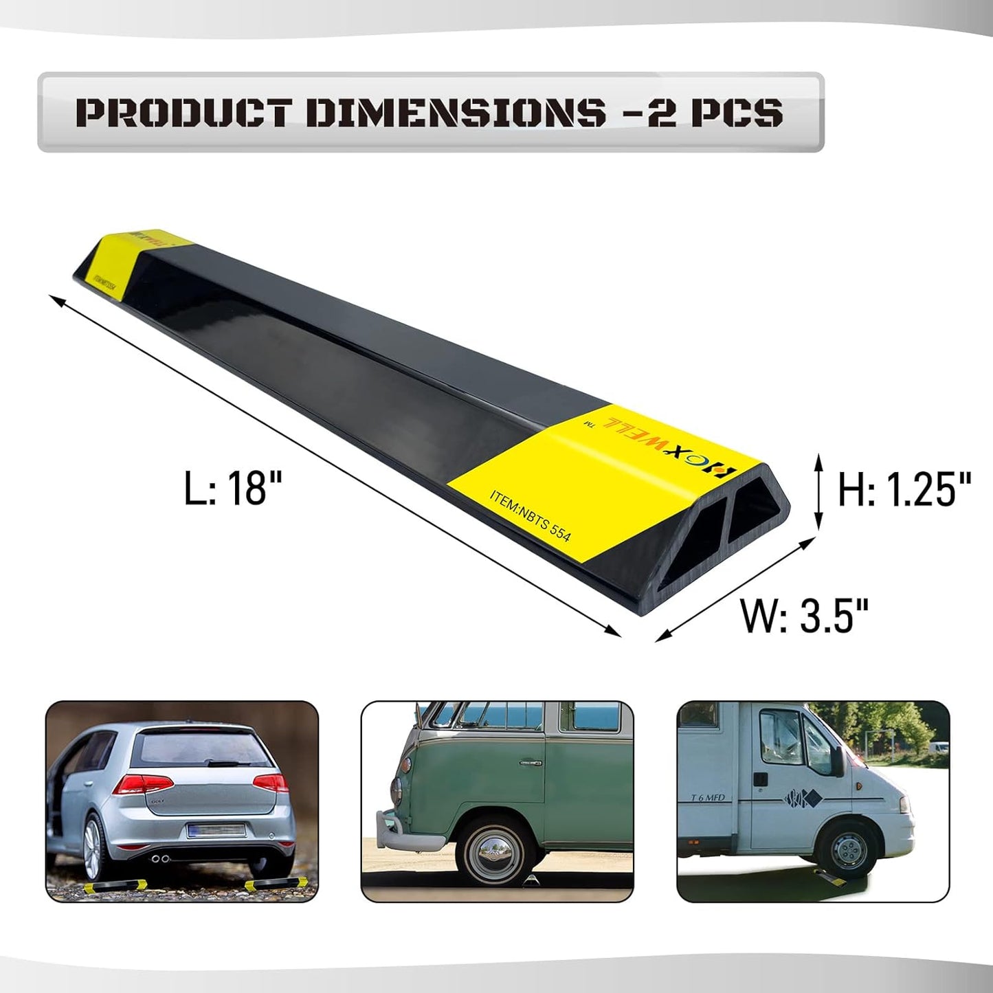 2 Pcs 18'' Heavy Duty Parking Aid for Garage, Parking Gadgets Protects Car and Garage Walls, Parking Stopper Easy to Install 2 Packs