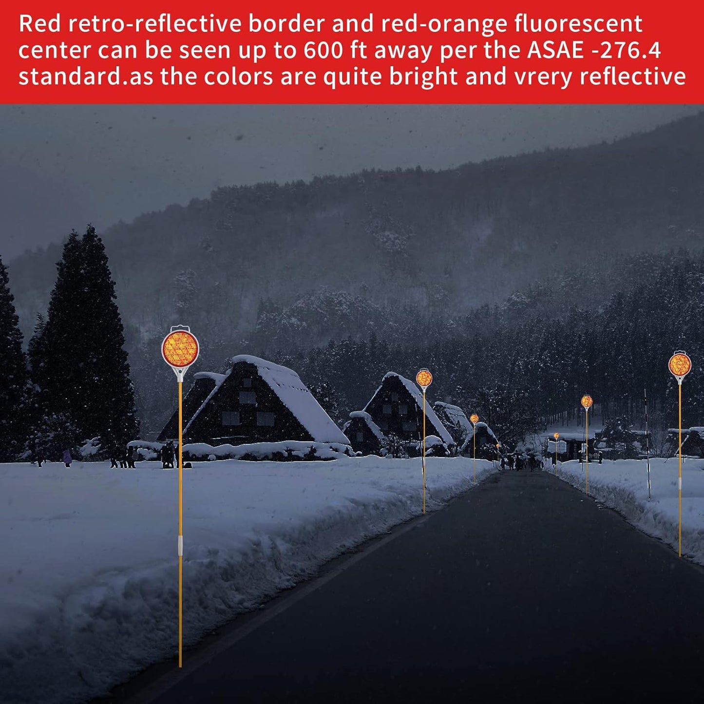 Reflectors for Driveway Entrance Orange Reflective Driveway Markers Snow Plow Markers Plow Markers 51 Inch Yellow Fiberglass Pole Double Sided Reflector for Driveway (8-Pack)