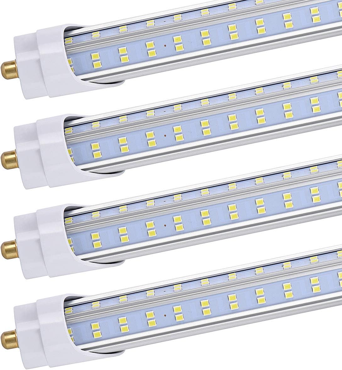 20 Pack, 8 Foot LED Bulbs, 150W 19000lm 6000K, Super Bright, T8 T10 T12 LED Tube Lights, 4 Rows V Shape, FA8 Single Pin LED Lights, Clear Cover, 8 Foot LED Bulbs to Replace Fluorescent Light Bulbs
