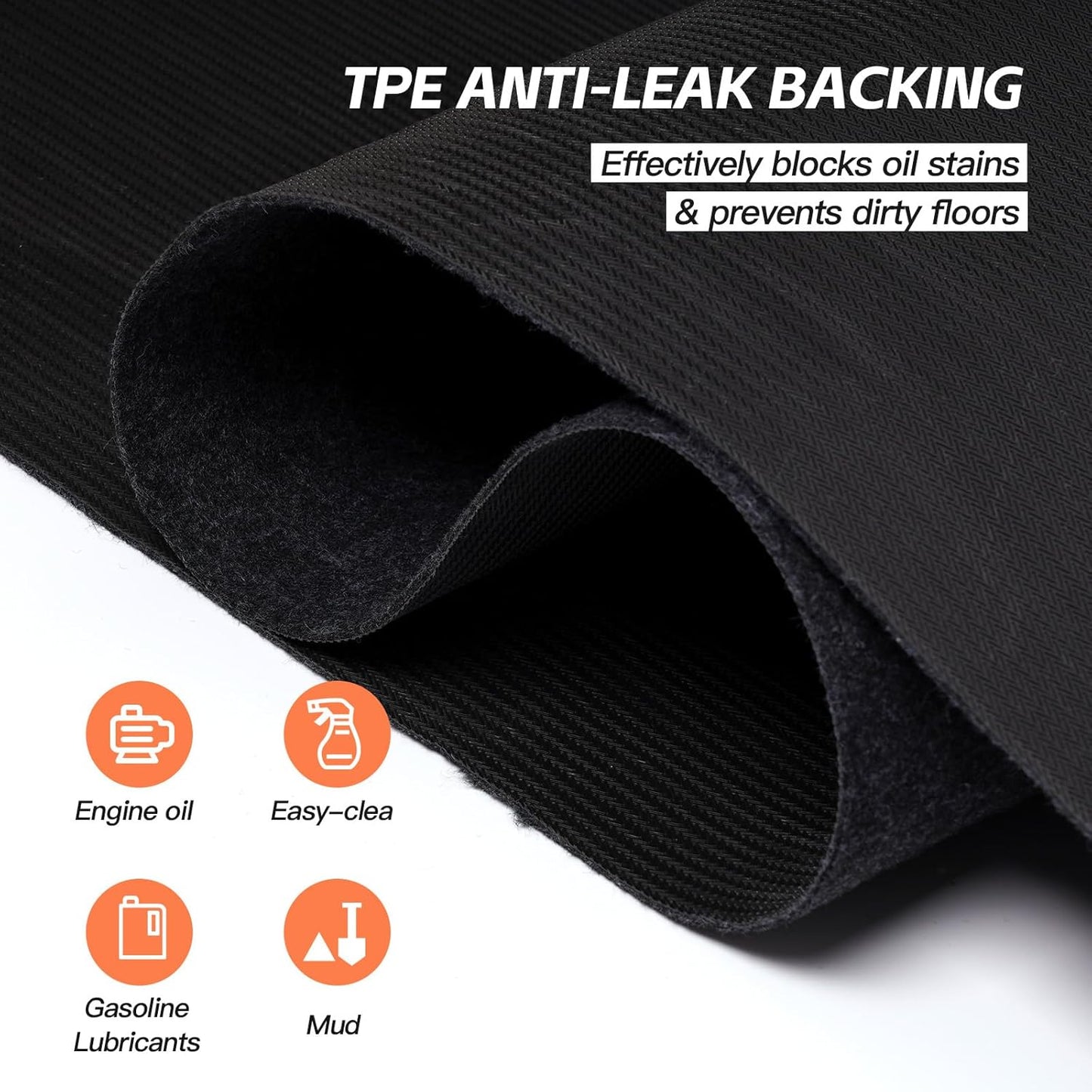 7.6'x 19' Garage Floor Mat & Oil Spill Mat, Heavy Duty Under Car Mat for Garage & Driveway, Protects Against Oil, Chemicals & Stains with TPE Anti-Leak Backing, Reusable & Washable