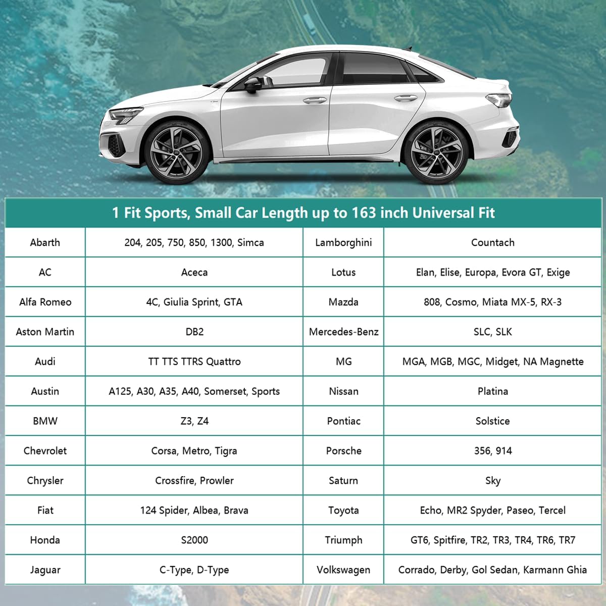 16 Layers Car Cover for Sports Coupe Small Car Waterproof All Weather, Universal Fit Mazda Miata/MX-5, BMW Z3, Honda S2000, Chrysler Crossfire, Saturn Sky, Pontiac Solstice etc.