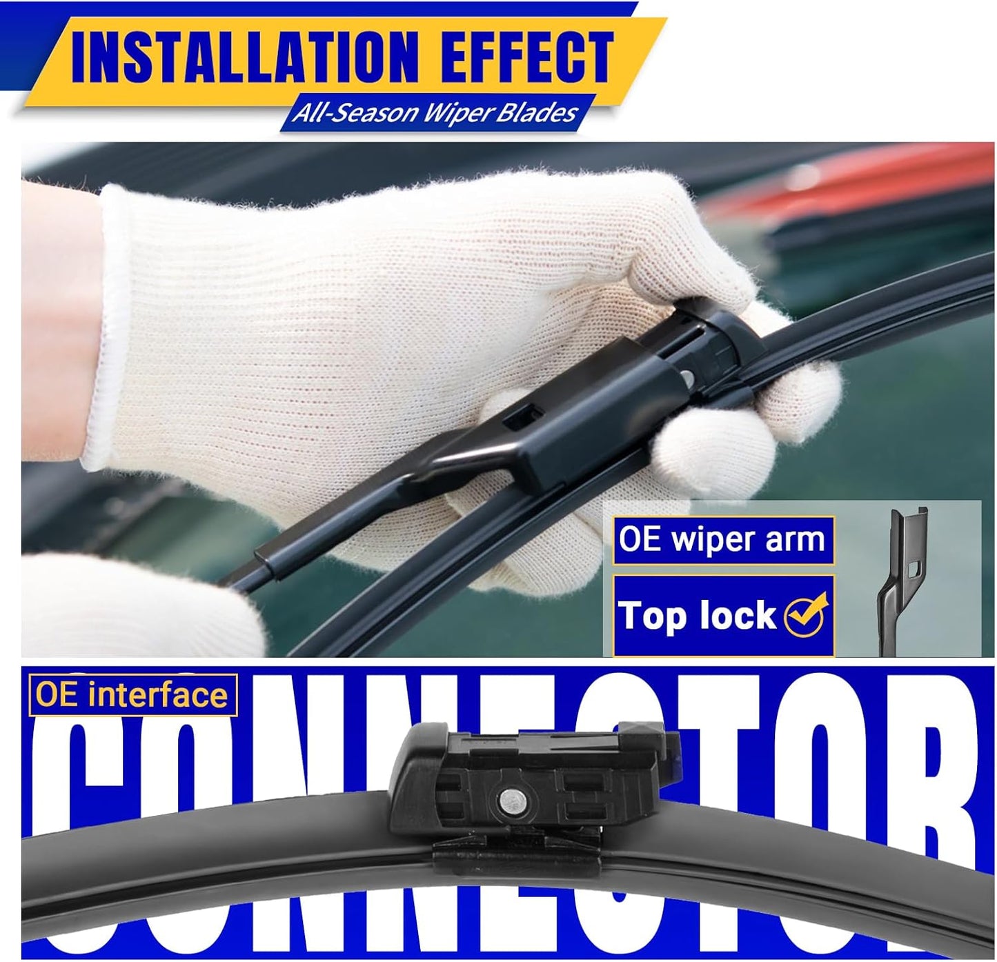 3 wipers Replacement for 2016-2022 Volvo XC90, Windshield Wiper Blades Original Equipment Replacement - 24"/20"/15" (Set of 3) Top Lock