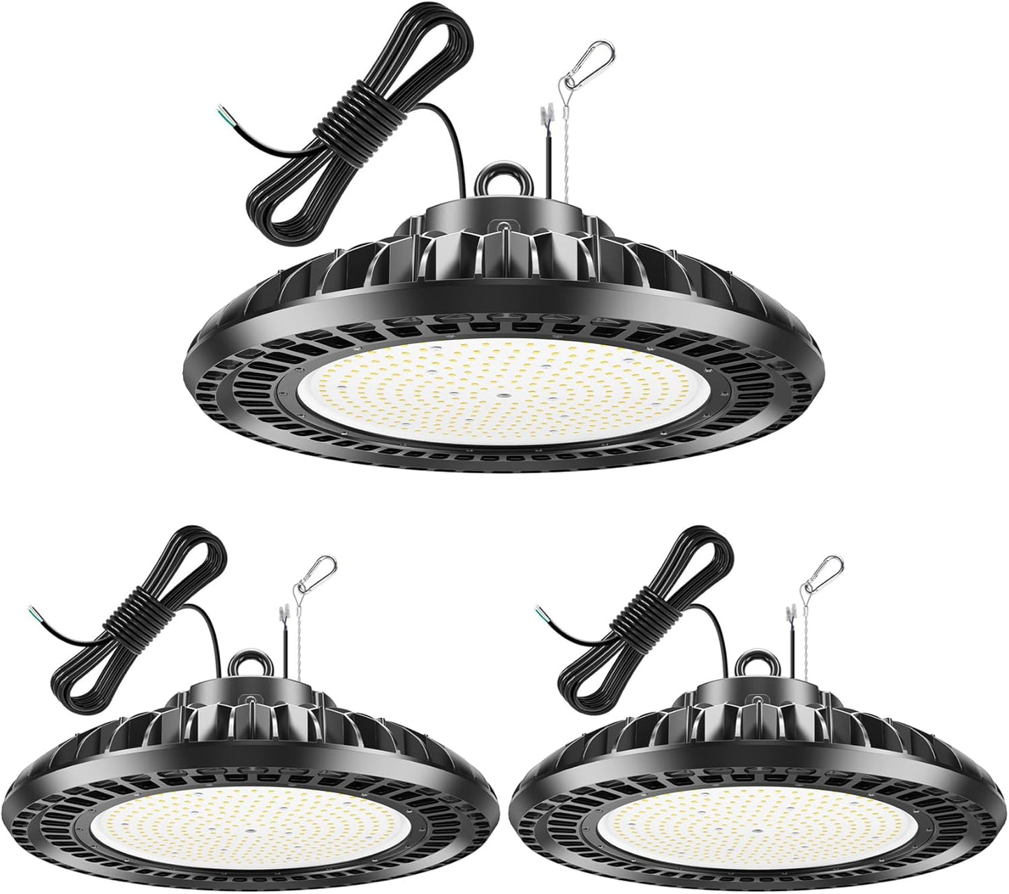 3 Pack 400W LED High Bay Light 56000LM 5000K 120VAC UFO Light IP65 Waterproof Dimmable Commercial Bay Lighting for Workshop|Garage|Factory -ETL&DLC Listed