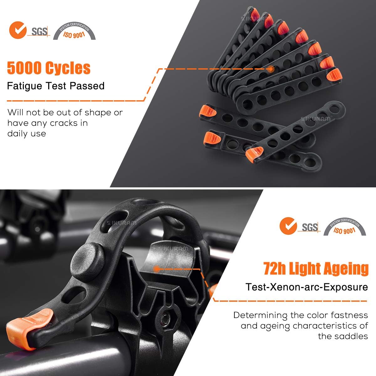 3 Bike Rack Bicycle Carrier Racks Hitch Mount Double Foldable Rack for Cars Truck SUV Fits 2" Receiver, Tie Down Strap, Anti-Rattle Hitch Tightener & Bicycle Cross-bar Adapter for Kid’s Bike