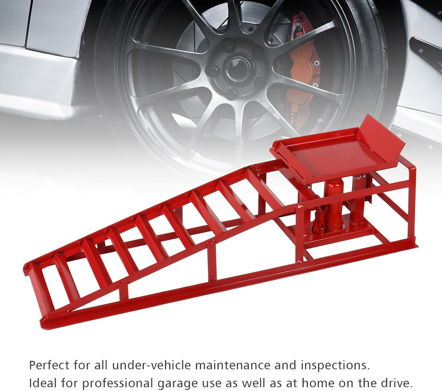 5 Ton 2 Pack Hydraulic Car Ramp Elevator 10000 Lbs for Auto Car Truck Trailer Garage Service Vehicle Ramp Lift Jack Hydraulic Lift (Red)