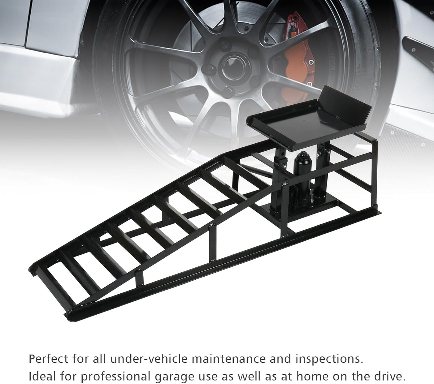 5 Ton 2 Pack Hydraulic Car Ramp Elevator 10000 Lbs for Auto Car Truck Trailer Garage Service Vehicle Ramp Lift Jack Hydraulic Lift (Black)