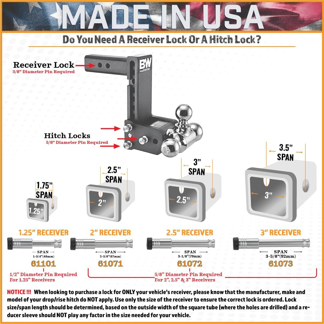 61101 | Receiver Lock for 1.25" Receiver - Class I & II
