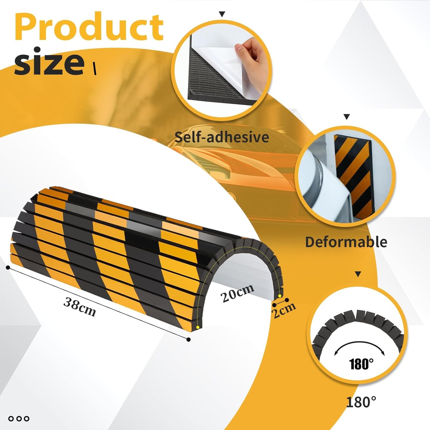 6 Pcs Garage Wall Protector Garage Pole Padding Wall Bumpers Guards Reflective Foam Stoppers for Your Vehicle Parking Corner for Parking Lot, Black Yellow