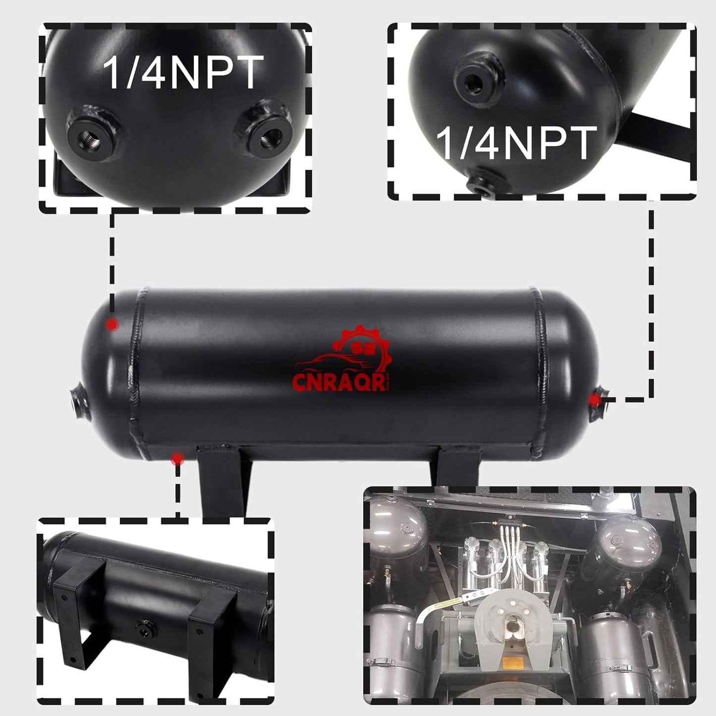 3 Gallon Air Tank with 200PSI Air Compressor for Suspension/Air Ride/Bag/Car Train Truck Horn Aluminum 12 Liter Compressed air Storage Tank Onboard System Air Suspension Compressor Kit
